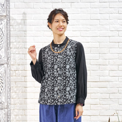 Cotton Small Floral Embroidery Blouse