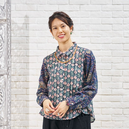 Block Print Double Gauze Shirt Blouse N