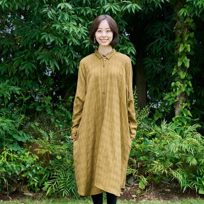 Rayon Jacquard Dolman Front Open Dress