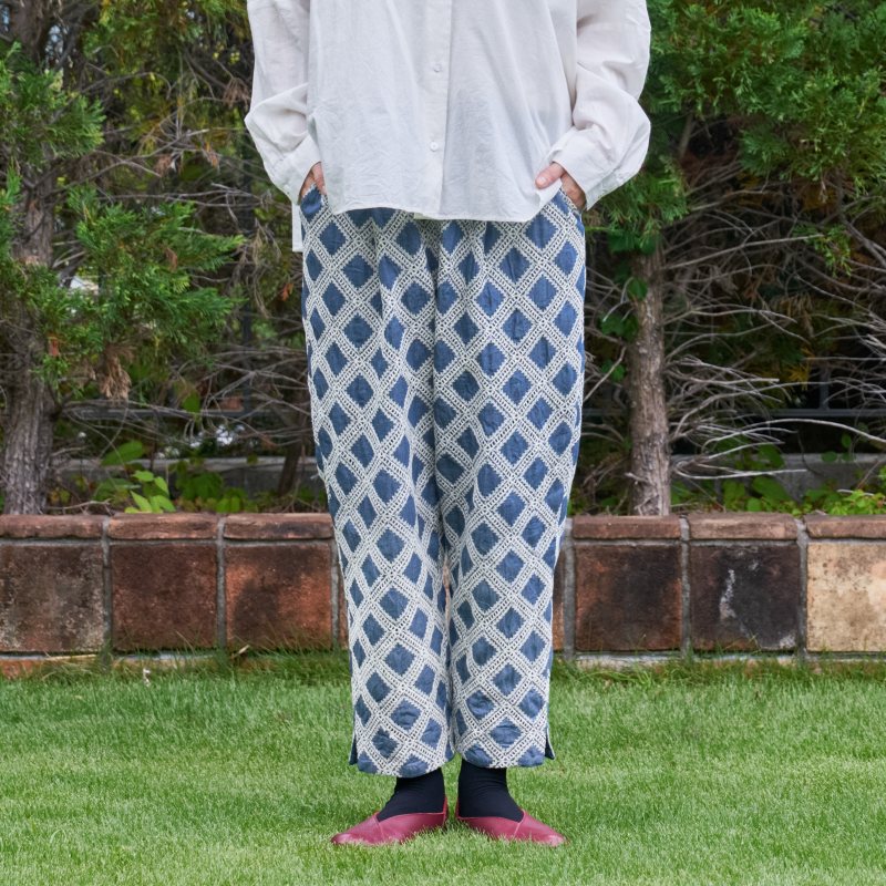 Denim Cross Embroidered Tapered Pants