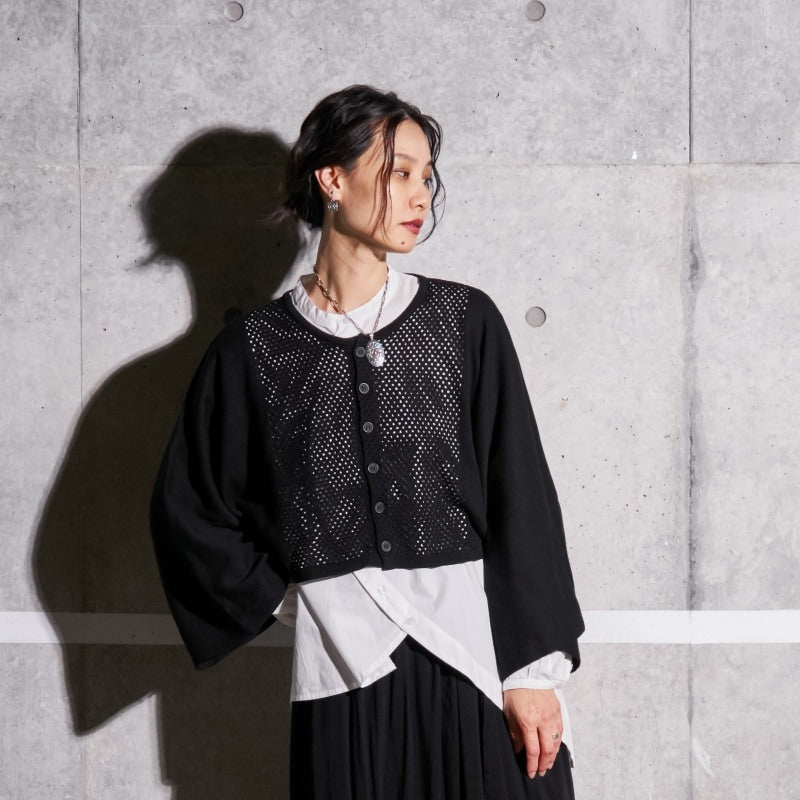 Dot Pattern Knit Cardigan