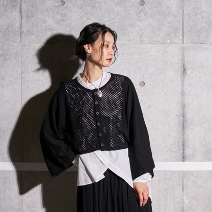 Dot Pattern Knit Cardigan