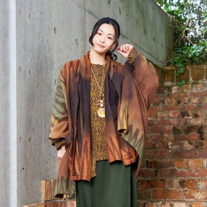 Cotton Hand Brushing Poncho Coat