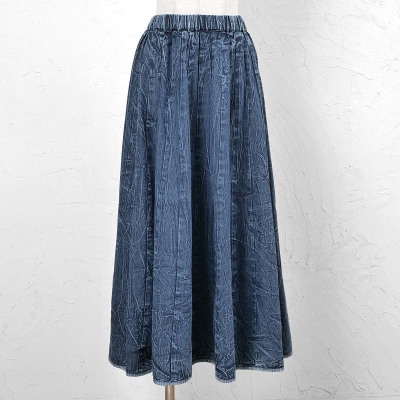 Crushed Denim Patchwork Skirt