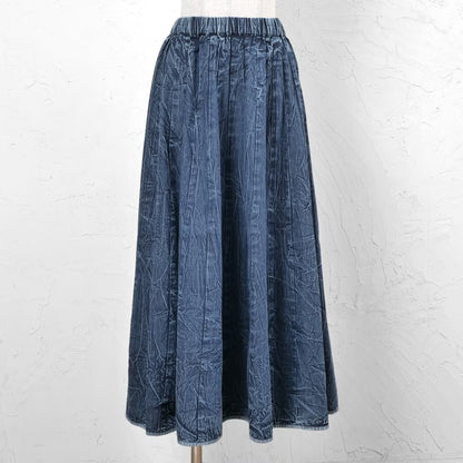Crushed Denim Patchwork Skirt