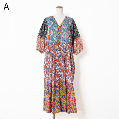 Cotton Block Print Front Open Dress