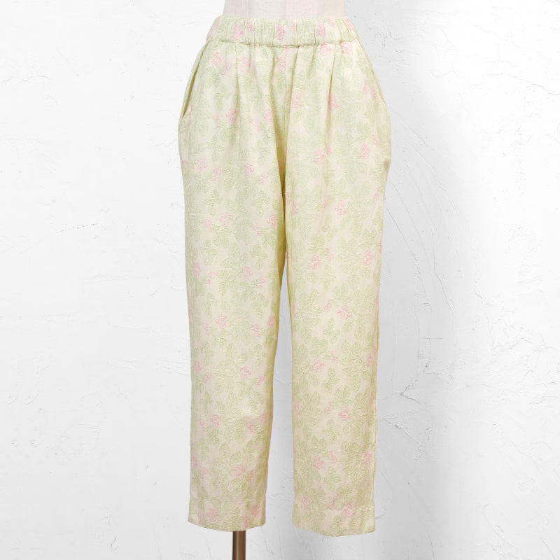 Leaf Embroidered Tapered Pants