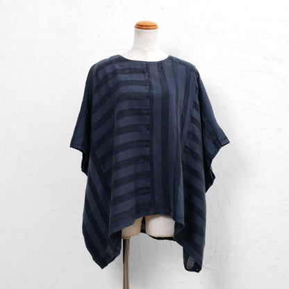 Cotton Linen Stripe Stone Wash Pullover