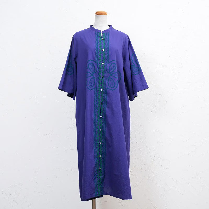 Cotton Cord Embroidered Open-Front Dress