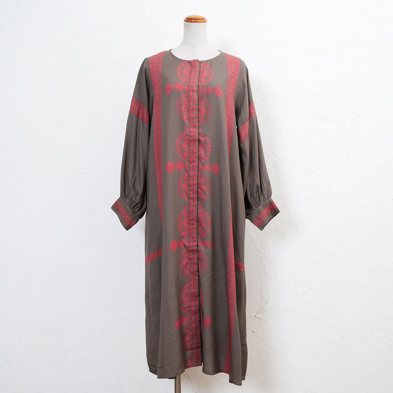 Rayon Oriental Print Front Open Dress