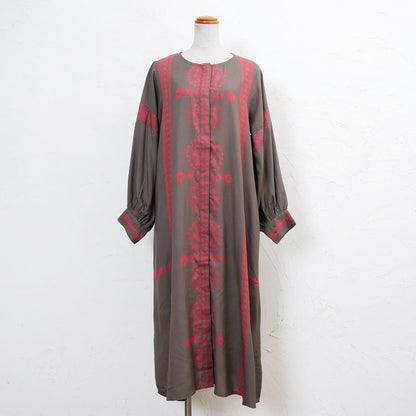 Rayon Oriental Print Front Open Dress