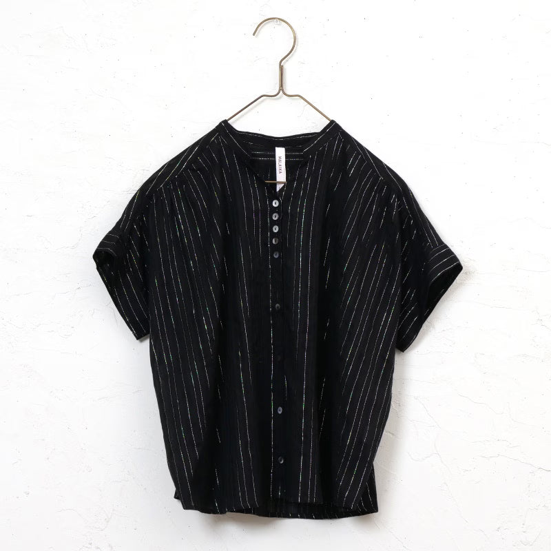 Lurex Stripe Gathered Blouse