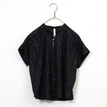 Lurex Stripe Gathered Blouse