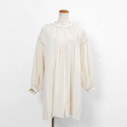 Cotton Gauze Shirring Gather Blouse