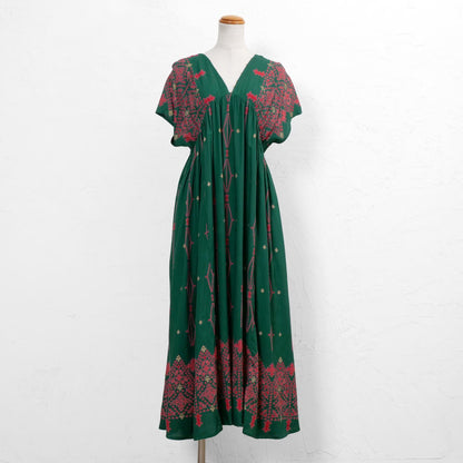 Rayon Rhombus Line Print Dress