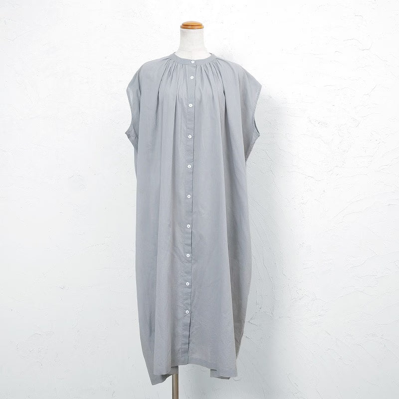 Cotton Voile Gathered Front-Opening Dress