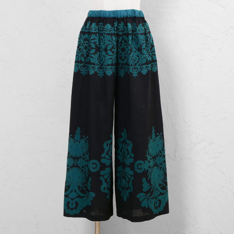 Cotton Big Print × Solid Layer Pants