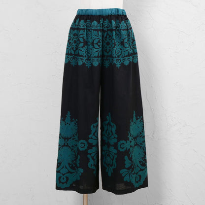 Cotton Big Print × Solid Layer Pants