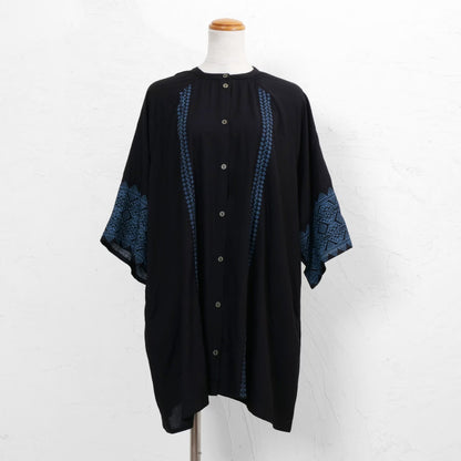 Rayon Geometric Line Print Raglan Blouse