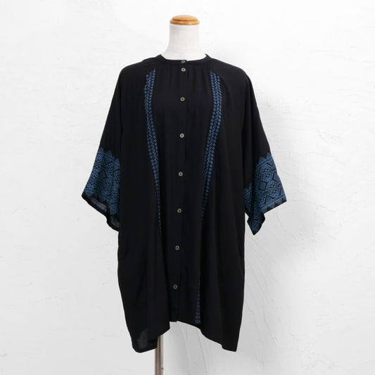 Rayon Geometric Line Print Raglan Blouse
