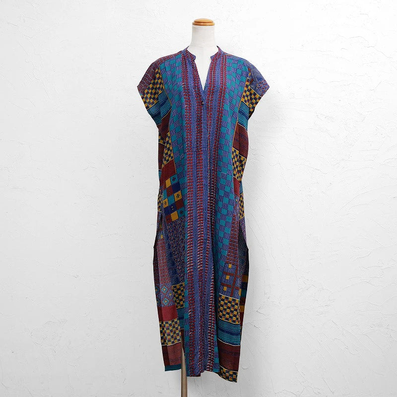Rayon Skipper French Sleeve Long Print Open Dress
