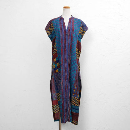 Rayon Skipper French Sleeve Long Print Open Dress
