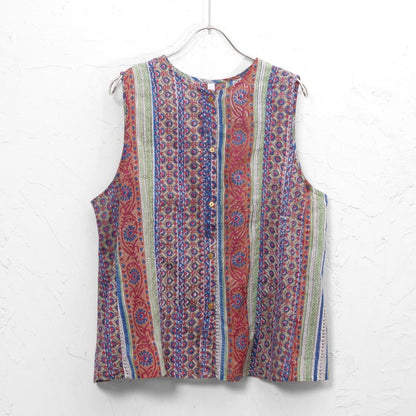 Floral Stripe Sleeveless Blouse