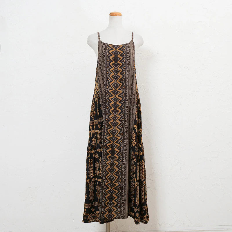 Rayon Mix Printed Side Tiered Camisole Dress