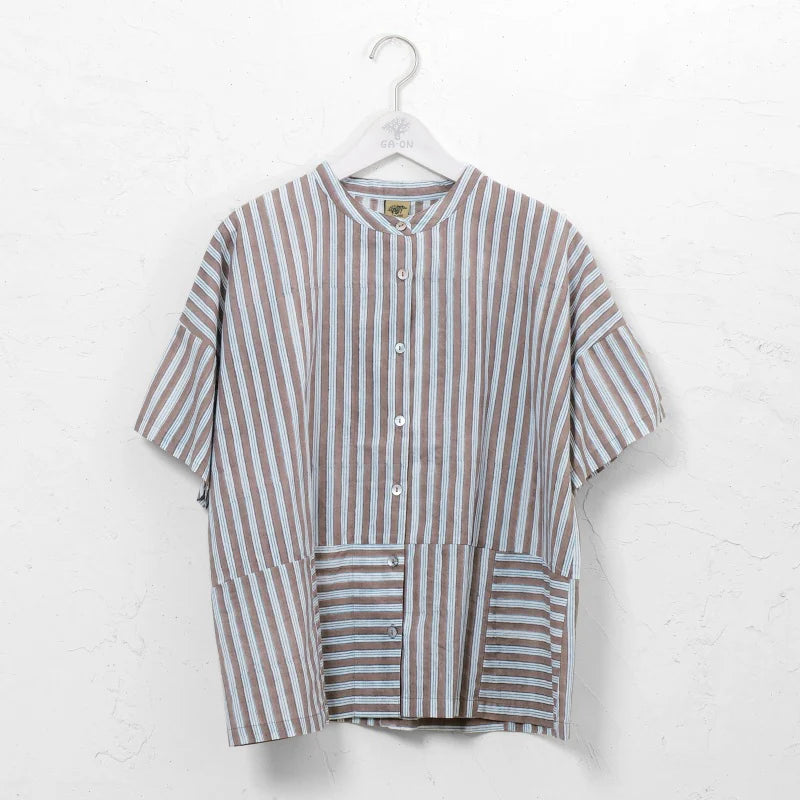 Block Print Stripe Short Blouse
