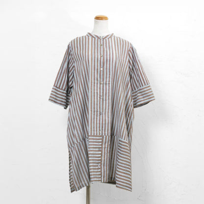 Block Print Stripe Front Open Dress