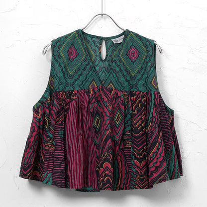 Cotton Oriental Print Flare Pullover