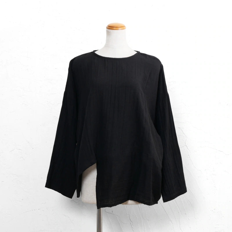 Cotton Double Gauze Asymmetrical Hem Pullover
