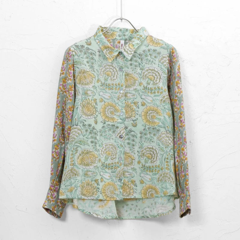 Block Print Double Gauze Shirt Blouse N