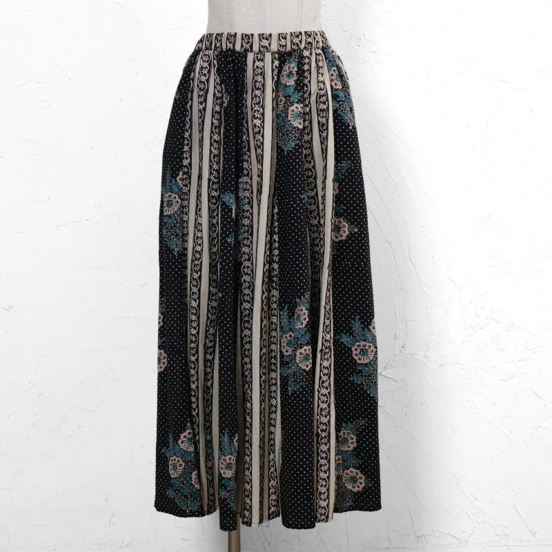 Cotton Flower x Stripe Print Tiered Skirt