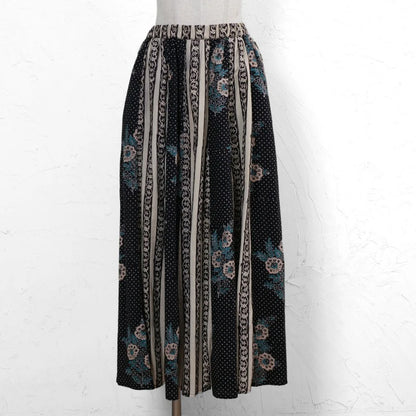 Cotton Flower x Stripe Print Tiered Skirt