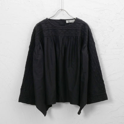Cotton Solid & Lace Pullover