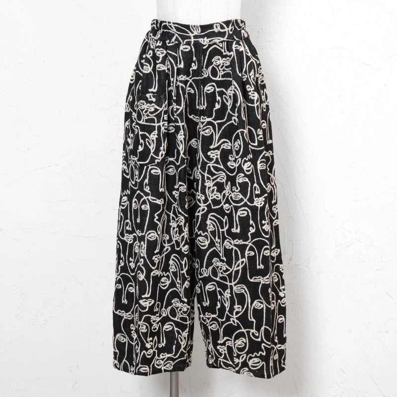 Cotton Two-Face Jacquard Tuck Pants