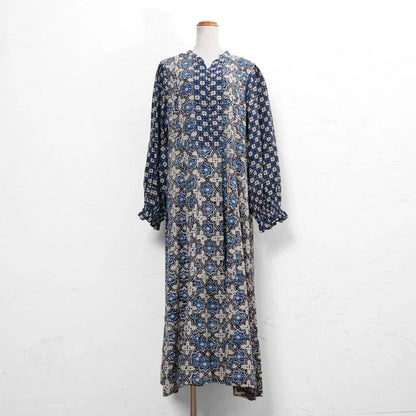 Rayon Geometric Block Print Long Dress