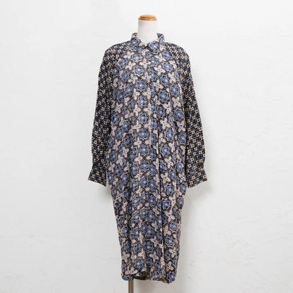 Rayon Geometric Block Print Front-Open Dolman Dress