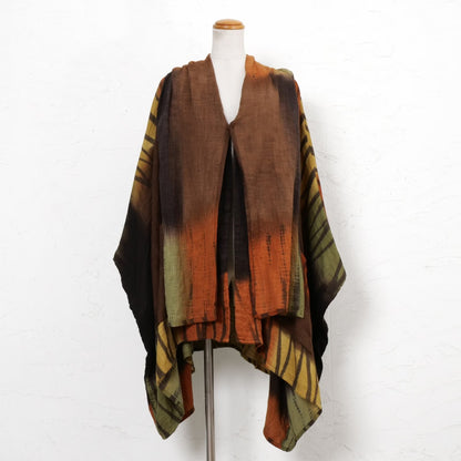 Cotton Hand Brushing Poncho Coat