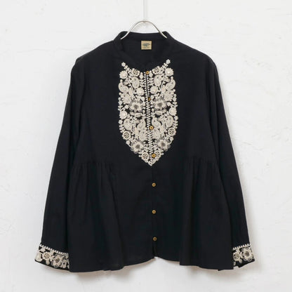 Cotton Zari Embroidery Gathered Blouse