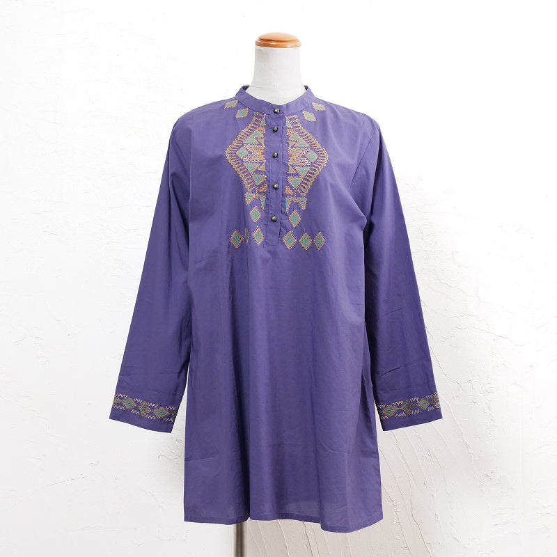 Cotton Rhombus Embroidery Pullover