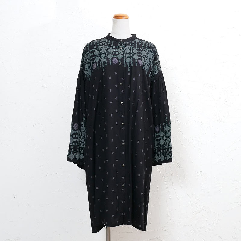 Rayon Nordic Print Front-Open Dress