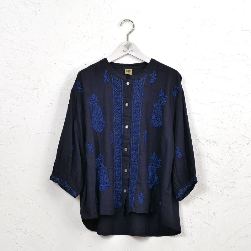 Linen-Blend Lucknow Embroidery Blouse N