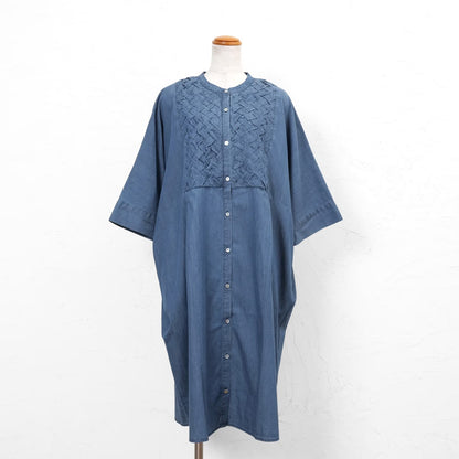 Denim Smocking Long Shirt