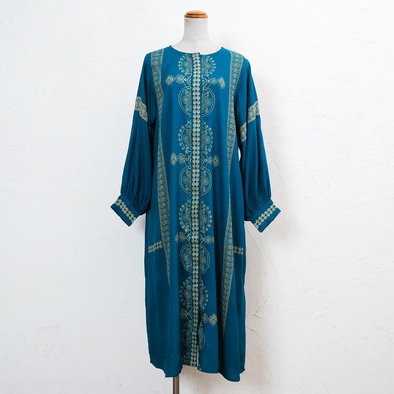 Rayon Oriental Print Front Open Dress