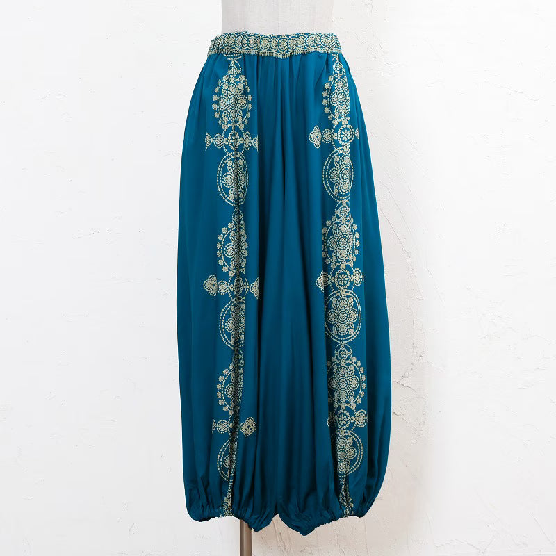 Rayon Oriental Print Balloon Pants