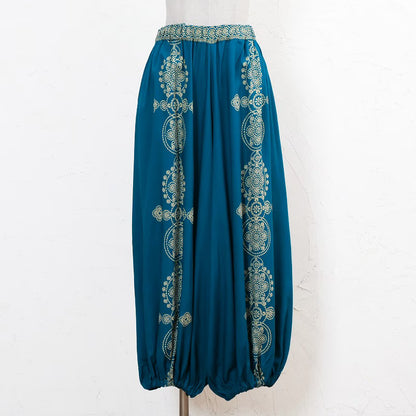 Rayon Oriental Print Balloon Pants