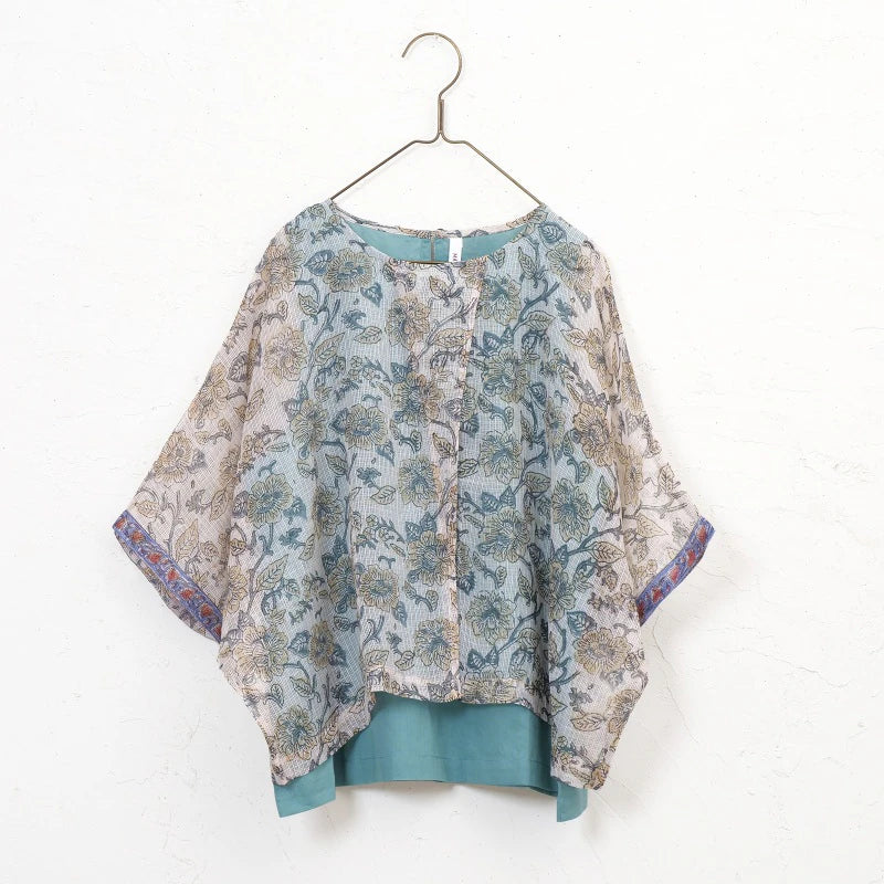 Kota Doria Floral Print Pullover
