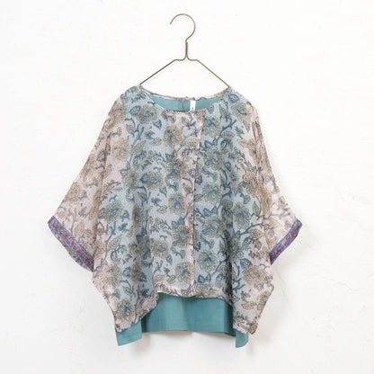 Kota Doria Floral Print Pullover